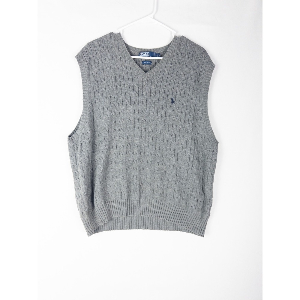 Polo by Ralph Lauren Gray Cable Knit V-Neck Sweater Vest
